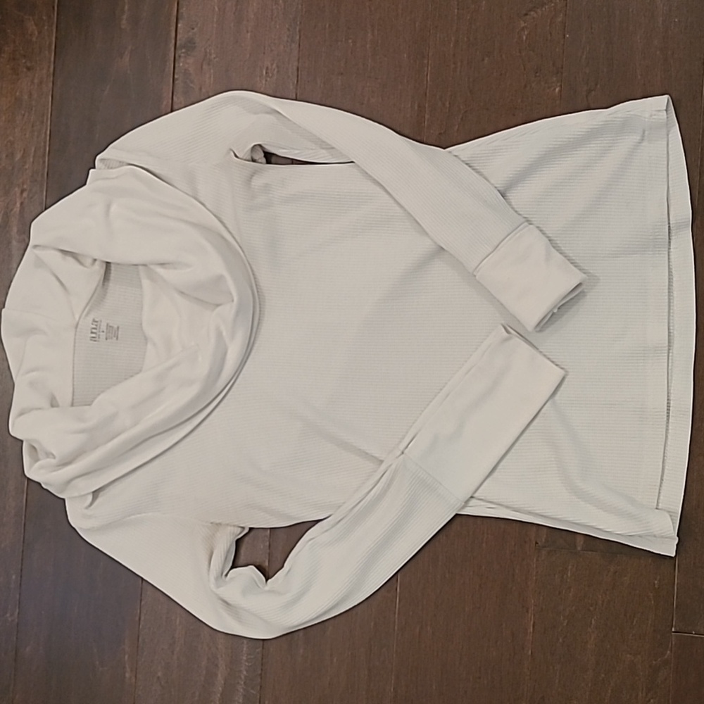 A.N.A cowl neck, waffle weave long sleeve top